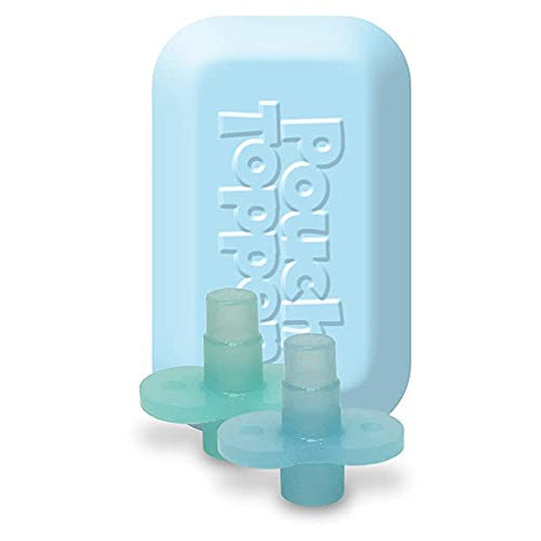 Buon Bambini Soft Sip Baby Food Pouch Toppers with Travel Case, 100% Silicone, Aqua/Blue, 2-Pack