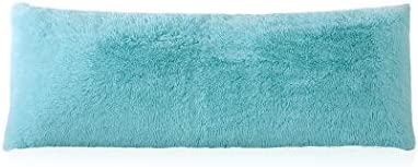 Reafort Luxury Long Hair, PV Fur, Faux Fur Body Pillow Cover/Case 21"x54" with Hidden Zipper Closure (Aqua, 21"X54" Pillow Cover)