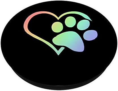 Paw Print Dog Cat PawPrint Heart Retro Rainbow Cell Device PopSockets Swappable PopGrip