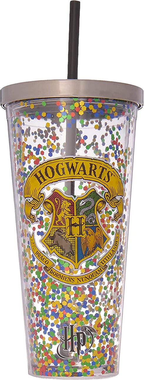 Spoontiques Hogwarts Glitter Cup w/Straw