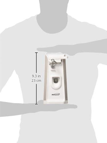 Brentwood J-30W Tall Electric Can Opener with Knife Sharpener & Bottle Opener, White