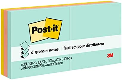 Post-it Pop-up Notes, 3x3 in, 6 Pads, America's #1 Favorite Sticky Notes, Beachside Cafe Collection, Pastel Colors, Recyclable (R330-AP)