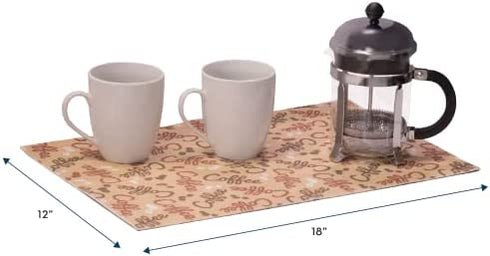 S&T INC. Coffee Mat, Absorbent Coffee Bar Mat for Coffee Maker and Espresso Machine, Coffee Maker Mat for Countertops, Coffee Print, 12 in. x 18 in., 1 Pack