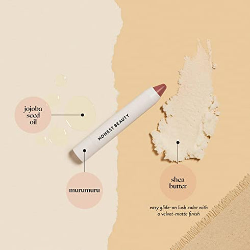 Honest Beauty Lip Crayon-Demi-Matte, Fig with Jojoba Oil & Shea Butter | Lightweight, High-Impact Color | EWG Certified + Dermatologist tested + Hypoallergenic & Cruelty free | 0.105 oz.