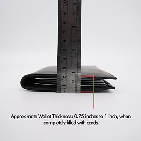 AG Wallets Genuine Leather Mens Long ID 19 Credit Card Security Wallet Black (RFID_Black)