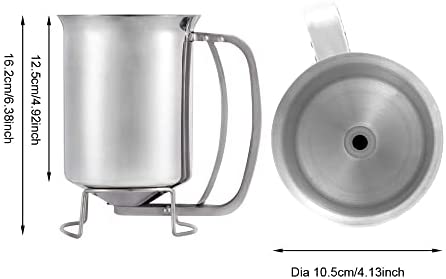 GEETEST 800ml Stainless Steel Pancake Batter Dispenser - Great for Baking,Cupcakes,Muffins-Cooking Crepes,Waffles- Easyflow Spout -Measuring Gauge in Mls and cups
