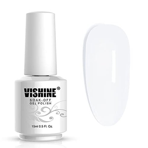 Vishine Gel Nail Polish Milky Calm White Gel Nail Polish Nail Art Opal Jelly Gel Polish UV Gel LED Soak Off Manicuring Varnish 15ML
