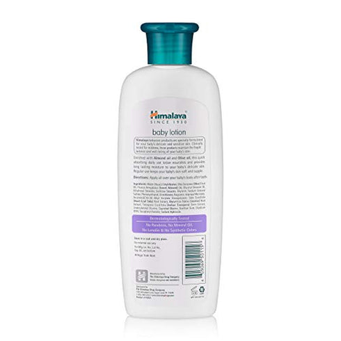 Himalaya Baby Lotion with Olive Oil and Almond Oil, Free from Parabens, Mineral Oil & Lanolin, Dermatologist Tested, 6.76 oz (200 ml)