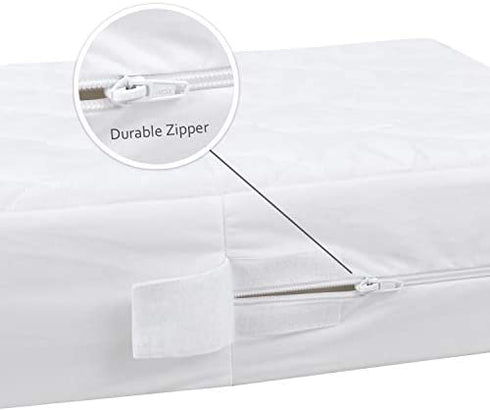 Zippered Mini Crib Mattress Protector,Waterproof Playard Mattress Encasement, Breathable and Absorbent, 6 Sides Fully Encased Pack N Play Mattress Cover.