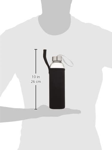Chef's Star 18 Oz Glass Water Bottles, Glass Drinking Bottle with Protection Sleeve, Juice Bottles with Stainless Steel Leak Proof Lids, Pack of 6
