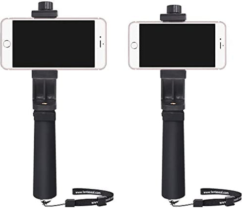 Ergonomic Anti-Falling Cell Phone Vlogging Hand Grip Stabilizer Smartphone Holder Rig Mount Video Kit w/ Safety Strap Portable Selfie Stick for iPhone Samsung (Landscape+Portrait)-Mic /Light Adapter