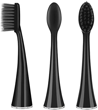 Replacement Toothbrush Heads for Burst Electric Toothbrush Adults with Dust Cover Caps, Soft Charcoal Bristles for Deep Cleaning, Plaque Removal and Whiting Teeth, 5 Counts, Black