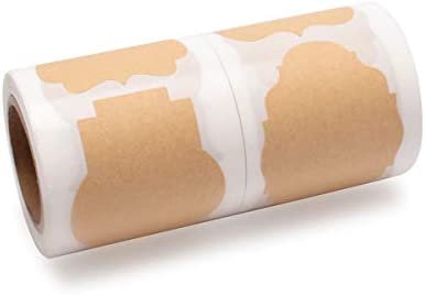 Cualfec Kraft Paper Tag Stickers Blank Labels for Christmas Package, Mason Jars, Bottles, Candle Containers 2" x 3" Large Labels - 100 x 2 Rolls