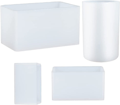 FUNSHOWCASE Rectangle Resin Silicone Molds for Epoxy Paperweight, Diorama, Preserved Flower, Marine Theme, Insect Specimen, Interior Design 4-Count Length 2.8inch, 3.8inch, 3.3inch, 3.9inch