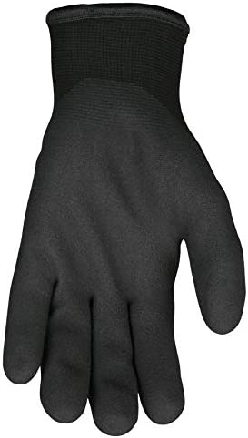 Memphis Gloves 2X Black Ninja ICE 7 Gauge Acrylic Terry Lined General Purpose Cold Weather Gloves With Knit Wrist, 15 Gauge Nylon Shell And HPT Coated Palm And Fingertips, XX-Large (N9690XXL)