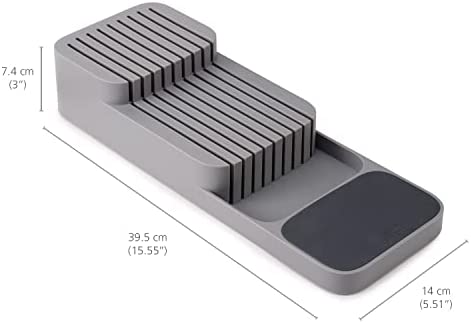 Joseph Joseph 85120 DrawerStore Kitchen Drawer Organizer Tray for Knives Knife Block, Gray