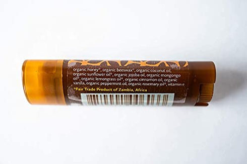 ZAMBEEZI Organic, Fair Trade Beeswax Lip Balm - Honeybalm 3 Pack - Ethically Sourced - Honey Flavor