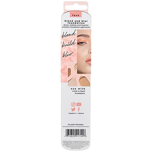 Real Techniques Blend and Blur Foundation Brush, For Liquid Foundation, Easy Makeup Application, Oval Shaped Brush Head with Dense, Plush, Synthetic Bristles, Orange Face Brush, 1 Count