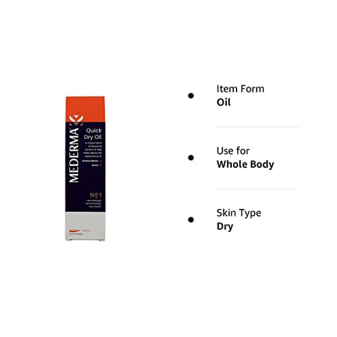 Mederma Quick Dry Oil - For Scars, Stretch Marks, Uneven Skin Tone and Dry Skin - Fragrance-Free, Paraben-Free - 3.4oz (100ml)