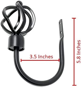 TEJATAN - Curtain Holdbacks for Draperies Color - Black, Set of 4 (2 Pairs) (Can Also be Known as - Curtain Hooks for Wall, Curtain Holdback, Curtain Ties, tie Backs for Curtains, Pullbacks)