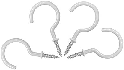 Yueton 50pcs Vinyl Coated Screw-in Ceiling Hooks Cup Hooks (White)