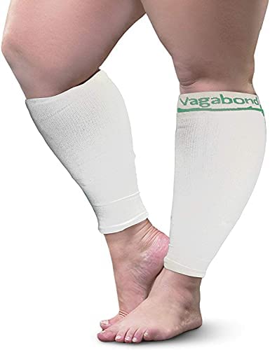 Vagabond Wide Calf Plus-Size Graduated Compression Socks Sleeves-Soothing Comfy DVT Large Cuffs - Great for Travel