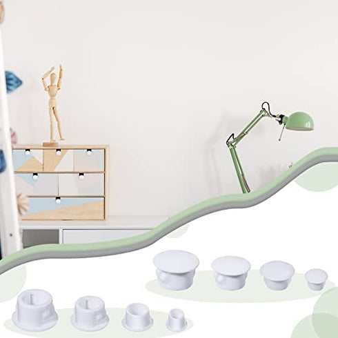 4 Sizes White Plugs Hole Cabinet Hole Plugs Plastic Plugs for Holes in Locking Hole Tube Furniture (3/16 Inch,5/16 Inch,3/8 Inch,1/2 Inch)(200 Pieces)