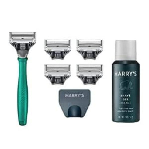 Harry's Razors for Men - Men's Razor Set with 5 Razor Blade Refills, Travel Blade Cover, 2 oz Shave Gel (Sage)
