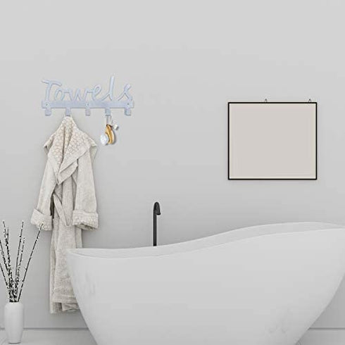 Towel Racks Wall Mount 5 Hooks,Bathroom Hooks Towel Holder Matte Nickel Towel Racks,Rustproof and Waterproof for Bath Towel Organizer,Bedroom,Kitchen,Living Room Towels, Clothing,Keys,Easy Install