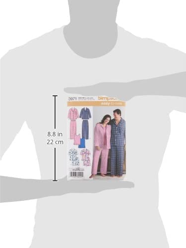 Simplicity Easy To Sew Men and Women's Matching Pajamas Sewing Patterns, Sizes XL-XXL