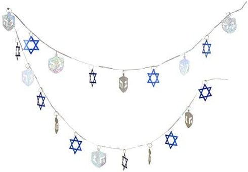 Iconikal Decoration Ornament Garland, Hanukkah, 9-Foot Length, 4-Pack