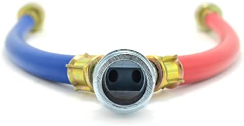 Rubber Washing Machine Y Mixer Hose Connector, Hot and Cold Color Coded, 3/4" Fittings, 1 ft (12") Length