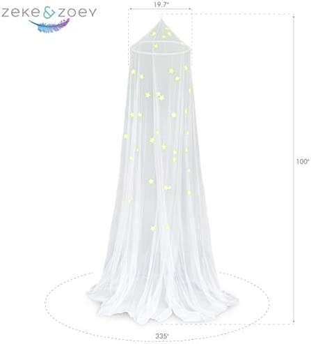 Zeke and Zoey Kids Hanging Bed Canopy for Girls Bed or Boys with Glow in The Dark Stars, The Bed Netting Stars Will Light up Your Child’s own Galaxy. Ideal Bedroom Decorative Tent