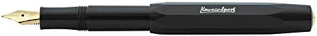 Kaweco Sport Classic Fountain Pen Black, Fine Nib with Kaweco Sport Octagonal Clip Gold