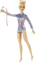 Barbie Rhythmic Gymnast Blonde Doll (12-in) with Colorful Metallic Leotard, 2 Clubs & Ribbon Accessory, Great Gift for Ages 3 Years Old & Up