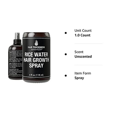 Rice Water Hair Growth Spray. Vegan Hair Thickening Moisturizing, Hydrating Volumizer Sprays For Men, Women with Vitamin B, C, Aloe Vera. Leave in Fermented Mist For Dry, Frizzy, Weak Hair. Unscented
