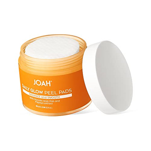 JOAH Daily Glow Peel Pads with Glycolic Acid, PHA and Papaya Extract, 50 Count