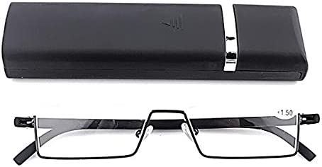 DBEFTLI Half Frame Reading Glasses - Half Rim Computer Readers with Glasses Case for Men (2 PCS in Pouch) 2.00