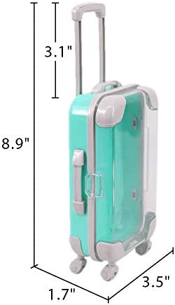 Doll Travel Set Suitcase,Travel Luggage Doll Accessories with Green Suitcase, Camera, Sunglasses, Bikini, Slippers, Notebook, Umbrella for Dolls