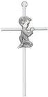 Silver Tone Cross with Praying Boy, 6 Inch