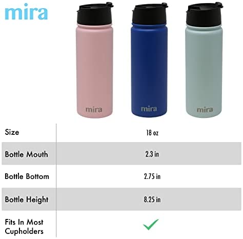 MIRA Stainless Steel Insulated Tea Infuser Bottle for Loose Tea - Thermos Travel Mug with Removable Tea Infuser Strainer-18 oz, Pearl Blue