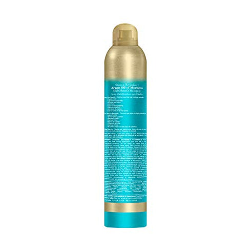 OGX Revitalize + Argan Shine Extra Strength Multi-Benefit Heat Protection Hairspray with Argan Oil & Silk Proteins, Tame Frizz & Non-Greasy Shine, Morocco, 8 Ounce