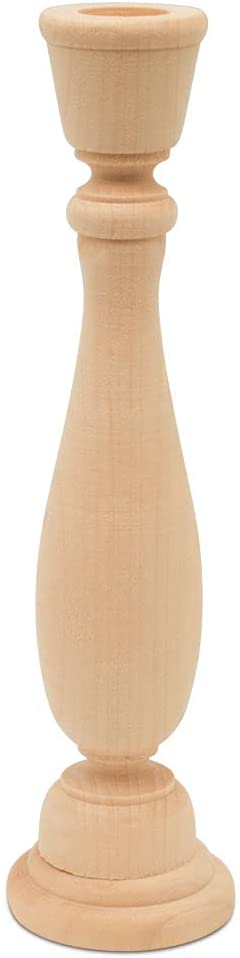 Woodpeckers Unfinished Wood Candlestick Holders 9 inch Tall with 7/8 inch Hole, Set of 2 Classic Craft Candlesticks to Paint or Decorate