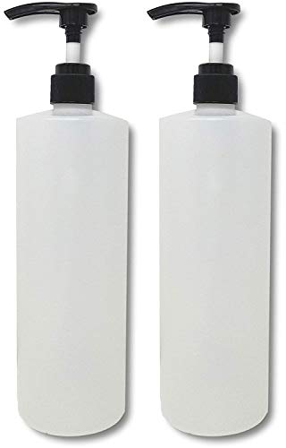 32oz (1 quart) Refillable Empty Pump Bottle Soap Dispensers for Hand Soap, Shampoo, Shower Gel, Body Wash and Lotion, BPA-Free HDPE Plastic with Heavy-Duty Shower-Guard Pump (2 Pack)