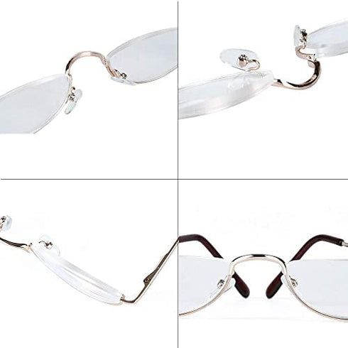 Viseng 2 Pairs Half Frame Reading Glasses for Women Men Slim Half Moon Lens Readers Metal Semi Rimless eyewear +3.0