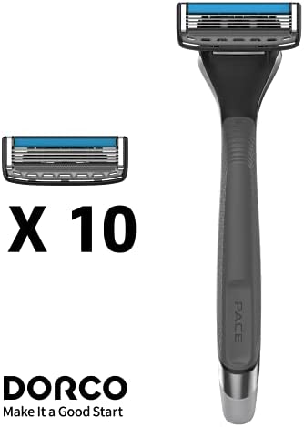 Dorco Pace 4 Pro - Four Blade Razor Shaving System - 10 Cartridges + 1 Handle