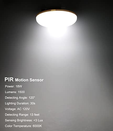 Motion Sensor Light Bulbs, 18W (150W Equivalent) E26 1500LM Motion Detector Dusk to Dawn LED Ceiling Light Bulb Automatic On Off Led Bulb for Garage, Porch, Basement, Hallway, Frontdoor - Cool White