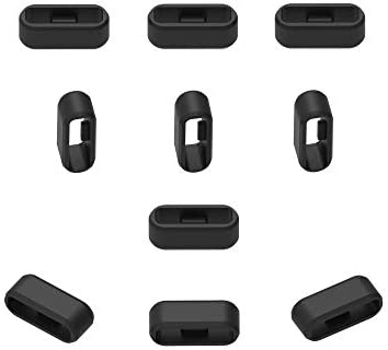 Replacement Fastener Ring for Garmin Vivosport/Vivosmart 5/Vivosmart HR/Vivoactive 4s/Vivomove 3s/Venu 2s/Forerunner 255s Band Keeper, Soft Silicone Elasticity Security Loop Watch Band Holder/Retainer (Black-6pcs)
