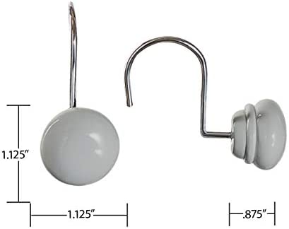 Creative Scents Grey Shower Curtain Hooks Decorative - Set of 12 Shower Curtain Rings for Bathroom Shower Rod - Decorative Shower Hooks for Shower Curtain for Any Bathroom Decor
