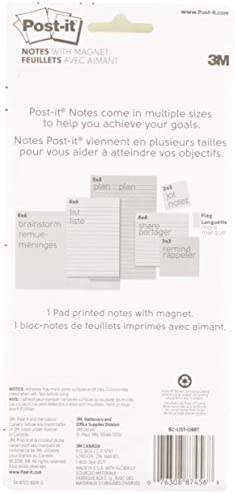 Post-it Super Sticky Printed Note Pads with Magnet, Watercolor, 8x4 in (BC-LIST-WTRCLR )